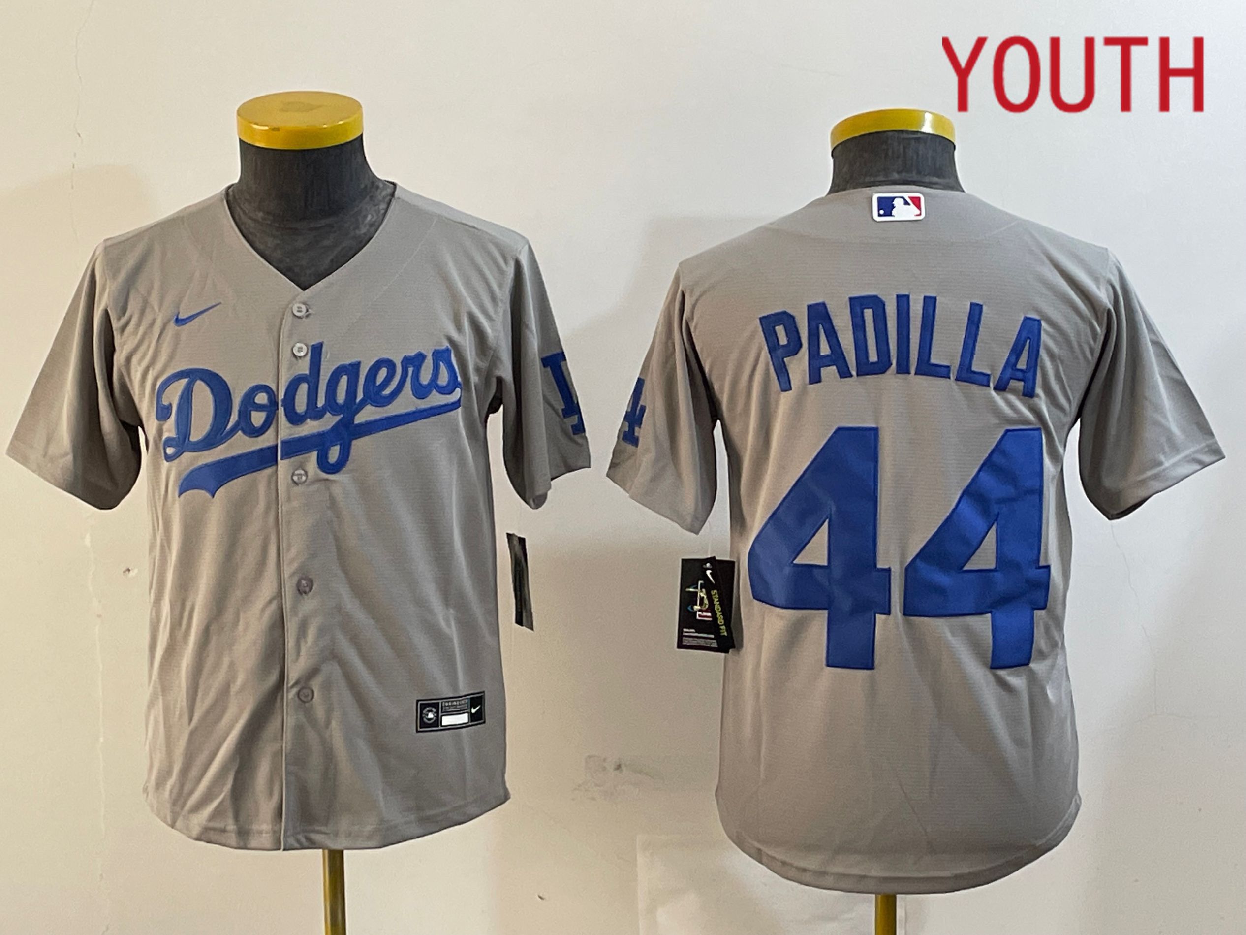 Youth Los Angeles Dodgers #44 Padilla Grey Game 2024 Nike MLB Jersey style 1216->youth mlb jersey->Youth Jersey